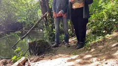 play Curvy MILF Gives Public Handjob Near the Lake